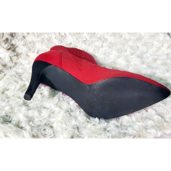 Mia Red High Heel Sock Boot Size 8.5 Holidays Office Minimalist Sexy Western - Picture 5 of 7